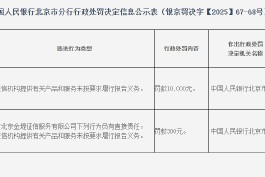 北京金堤征信服务有限公司被罚1万元：征信机构提供有关产品和服务未按要求履行报告义务